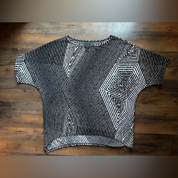 CLARA SUNWOO Tops - Clara Sunwoo Black White Geometric Print Top Women XS Stretch Modern Minimalist